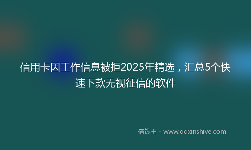 信用卡因工作信息被拒2025年精选，汇总5个快速下款无视征信的软件