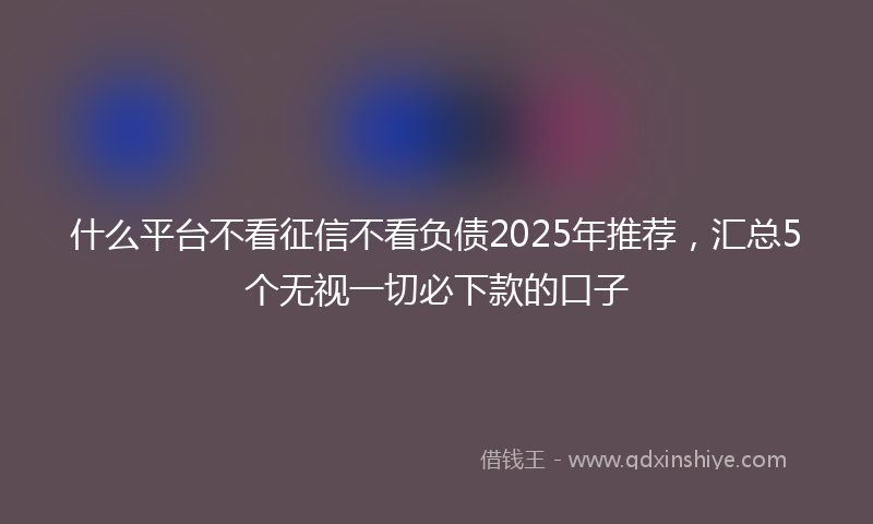 什么平台不看征信不看负债2025年推荐，汇总5个无视一切必下款的口子