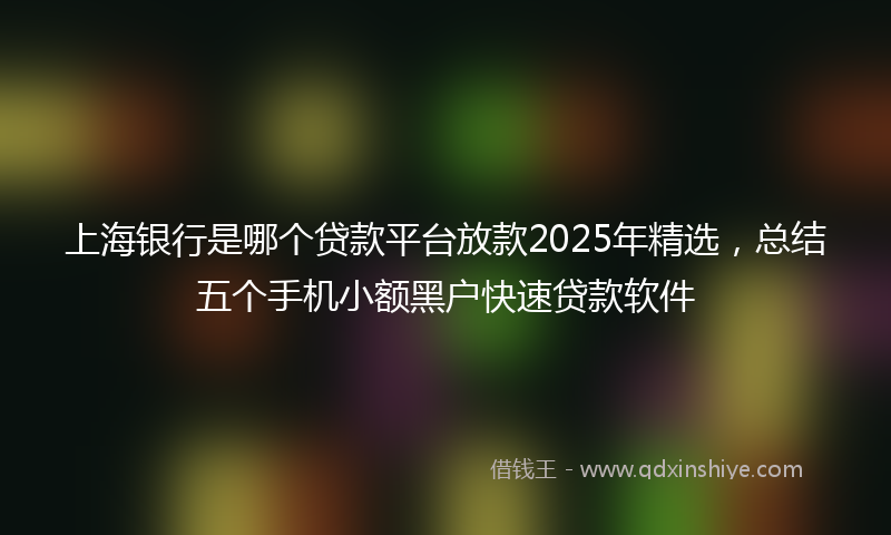 上海银行是哪个贷款平台放款2025年精选，总结五个手机小额黑户快速贷款软件