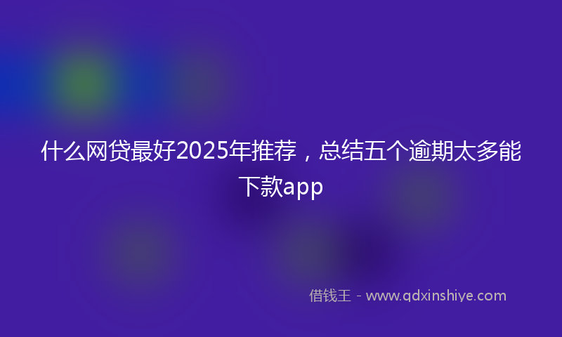 什么网贷最好2025年推荐，总结五个逾期太多能下款app