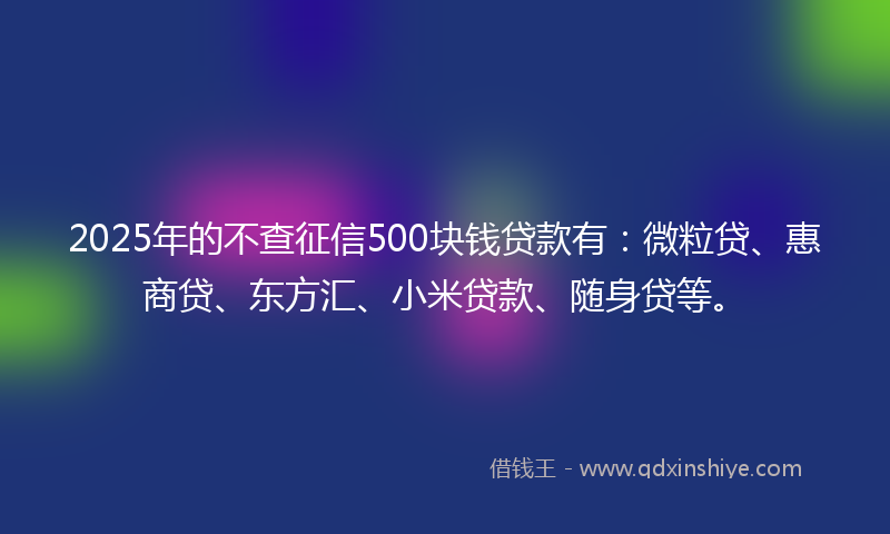 2025年的不查征信500块钱贷款有：微粒贷、惠商贷、东方汇、小米贷款、随身贷等。