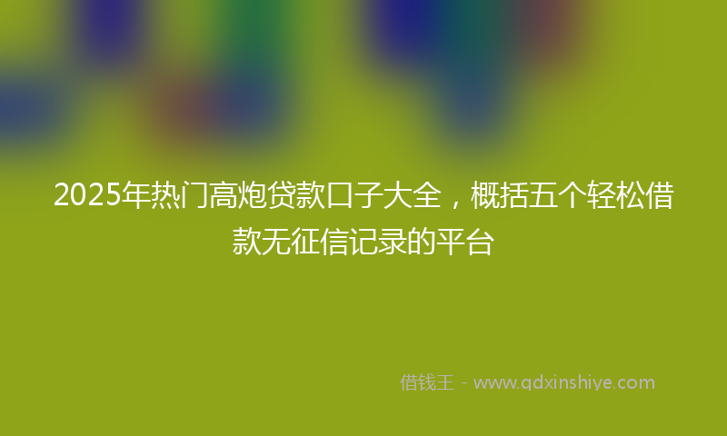 2025年热门高炮贷款口子大全，概括五个轻松借款无征信记录的平台
