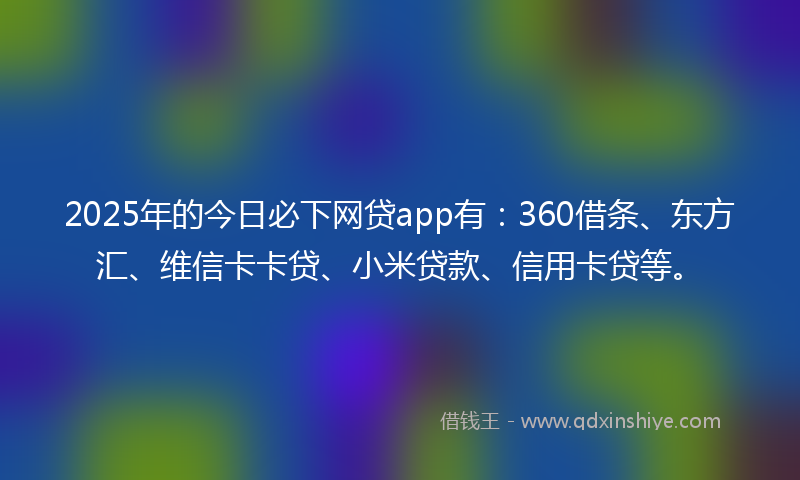 2025年的今日必下网贷app有：360借条、东方汇、维信卡卡贷、小米贷款、信用卡贷等。