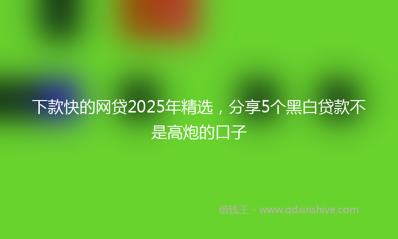 下款快的网贷2025年精选，分享5个黑白贷款不是高炮的口子