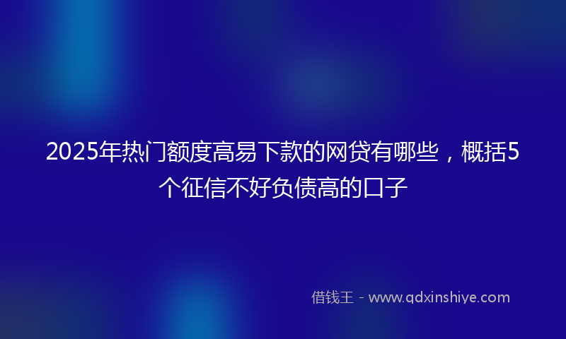 2025年热门额度高易下款的网贷有哪些，概括5个征信不好负债高的口子