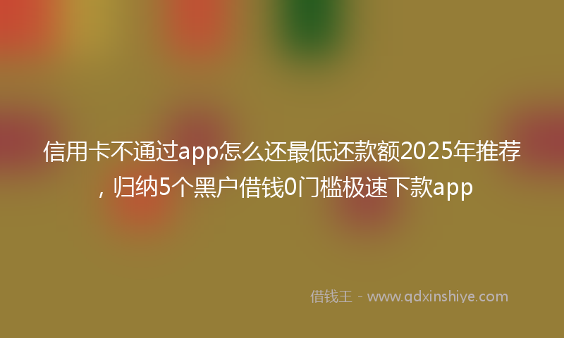信用卡不通过app怎么还最低还款额2025年推荐，归纳5个黑户借钱0门槛极速下款app