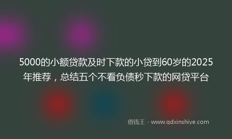 5000的小额贷款及时下款的小贷到60岁的2025年推荐，总结五个不看负债秒下款的网贷平台