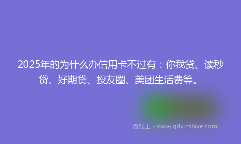 2025年的为什么办信用卡不过有：你我贷、读秒贷、好期贷、投友圈、美团生活费等。