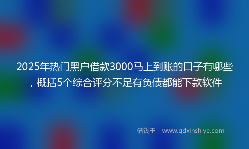 2025年热门黑户借款3000马上到账的口子有哪些，概括5个综合评分不足有负债都能下款软件