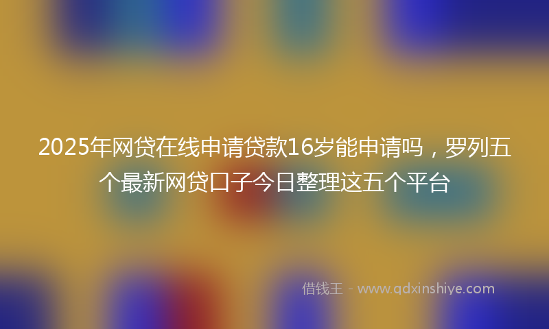 2025年网贷在线申请贷款16岁能申请吗，罗列五个最新网贷口子今日整理这五个平台