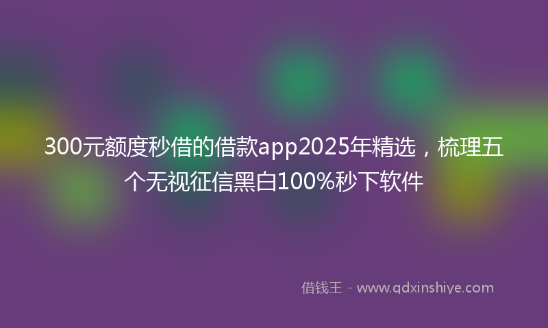 300元额度秒借的借款app2025年精选，梳理五个无视征信黑白100%秒下软件