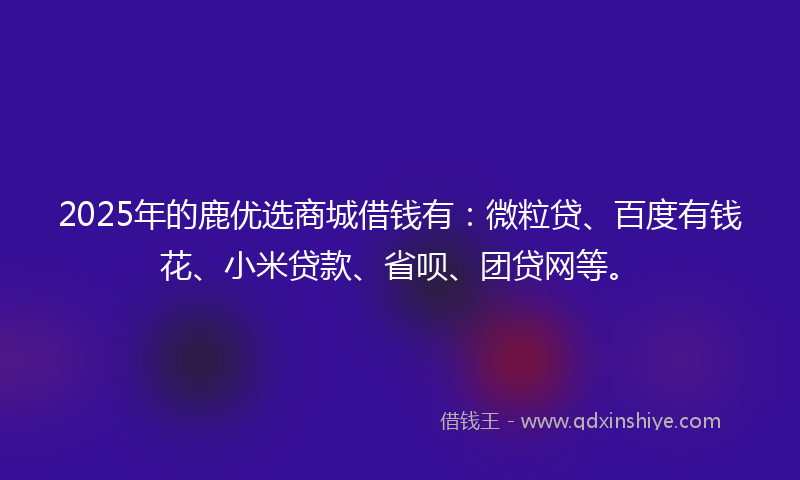 2025年的鹿优选商城借钱有：微粒贷、百度有钱花、小米贷款、省呗、团贷网等。