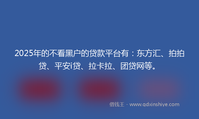 2025年的不看黑户的贷款平台有：东方汇、拍拍贷、平安i贷、拉卡拉、团贷网等。