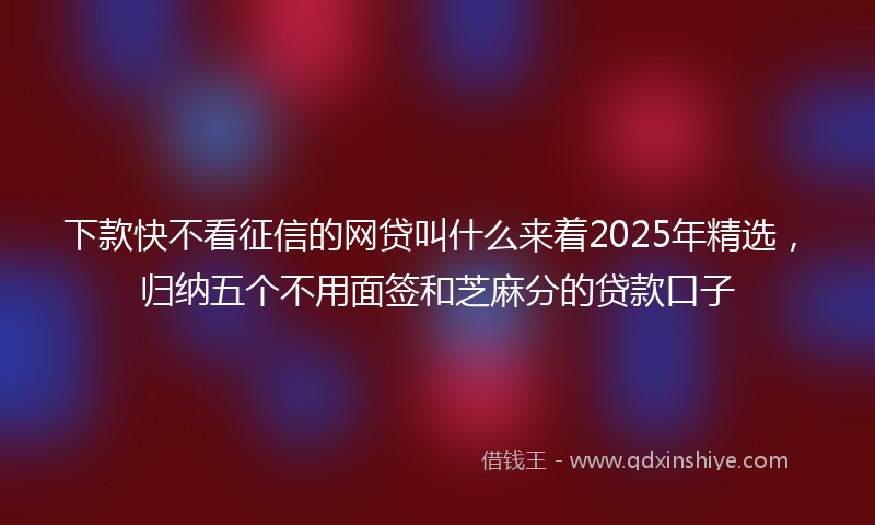 下款快不看征信的网贷叫什么来着2025年精选，归纳五个不用面签和芝麻分的贷款口子