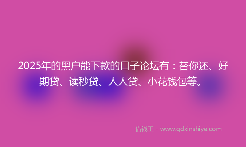 2025年的黑户能下款的口子论坛有：替你还、好期贷、读秒贷、人人贷、小花钱包等。