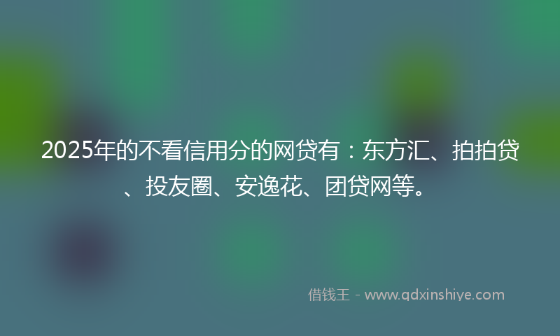2025年的不看信用分的网贷有：东方汇、拍拍贷、投友圈、安逸花、团贷网等。