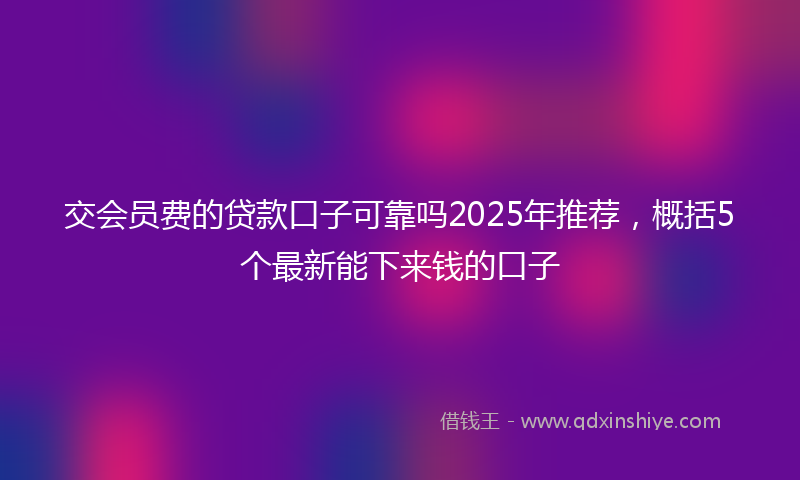 交会员费的贷款口子可靠吗2025年推荐，概括5个最新能下来钱的口子