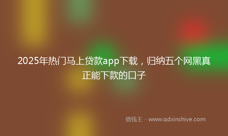 2025年热门马上贷款app下载，归纳五个网黑真正能下款的口子
