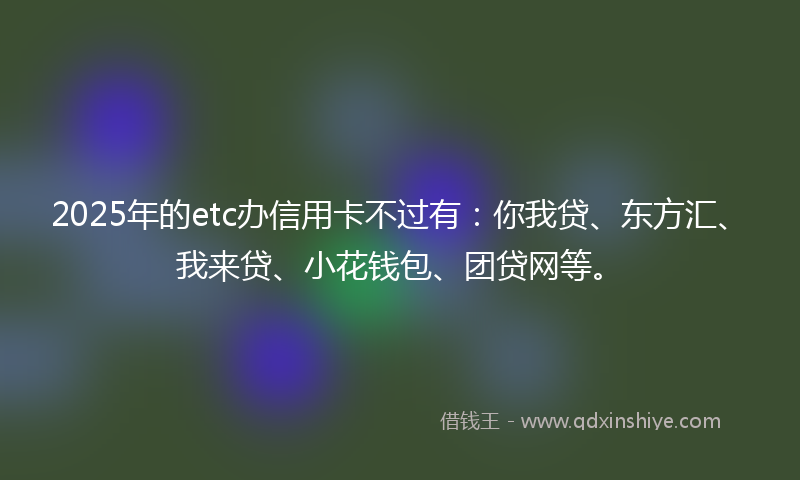 2025年的etc办信用卡不过有：你我贷、东方汇、我来贷、小花钱包、团贷网等。