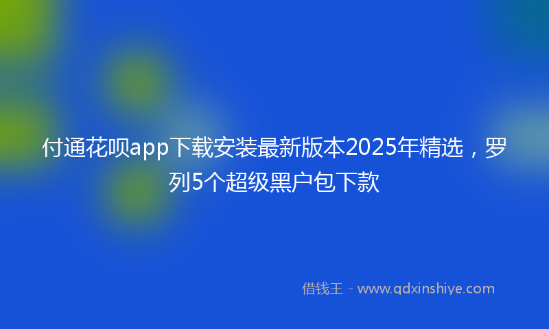 付通花呗app下载安装最新版本2025年精选，罗列5个超级黑户包下款