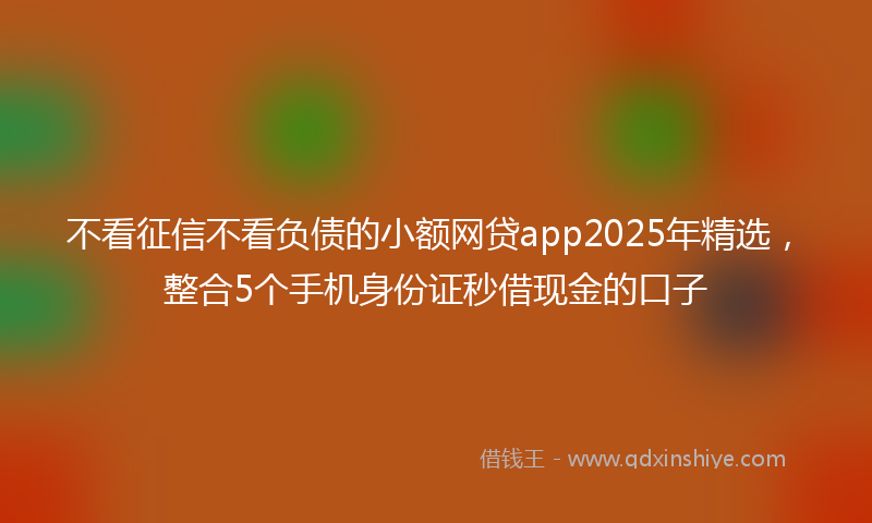 不看征信不看负债的小额网贷app2025年精选，整合5个手机身份证秒借现金的口子