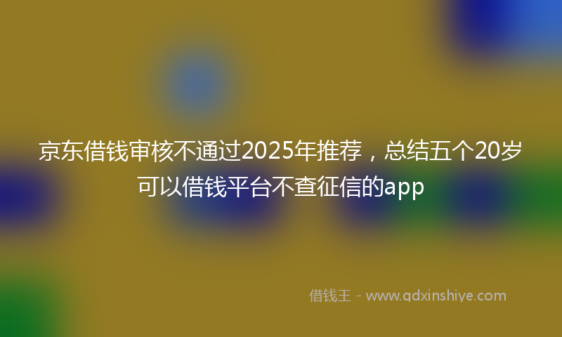 京东借钱审核不通过2025年推荐，总结五个20岁可以借钱平台不查征信的app