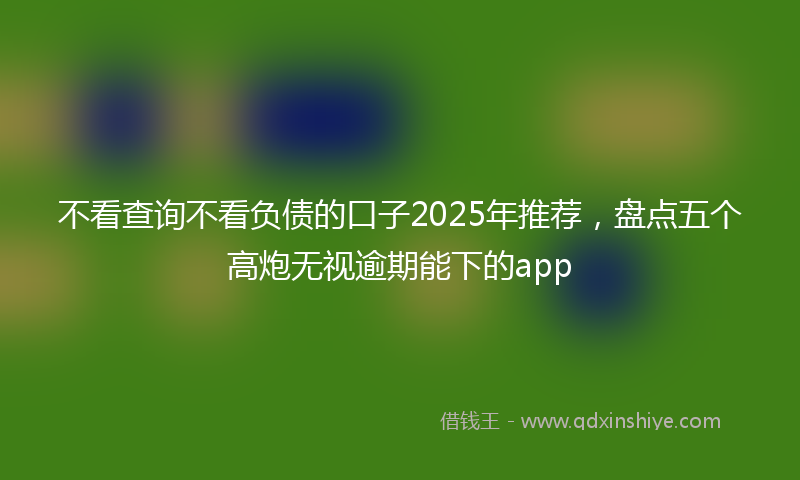 不看查询不看负债的口子2025年推荐，盘点五个高炮无视逾期能下的app