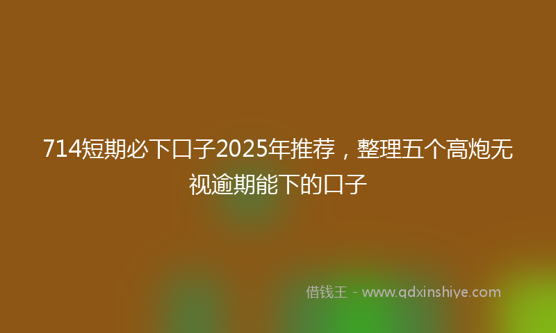 714短期必下口子2025年推荐，整理五个高炮无视逾期能下的口子
