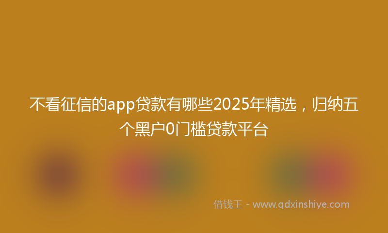 不看征信的app贷款有哪些2025年精选，归纳五个黑户0门槛贷款平台