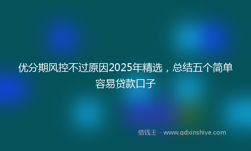 优分期风控不过原因2025年精选，总结五个简单容易贷款口子