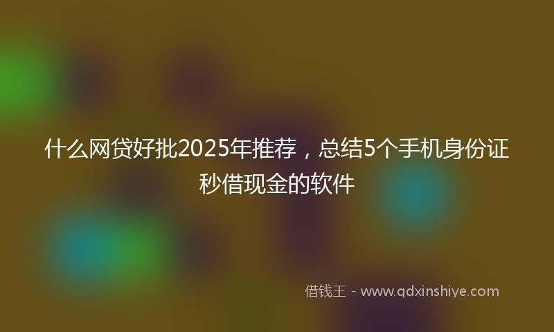 什么网贷好批2025年推荐，总结5个手机身份证秒借现金的软件