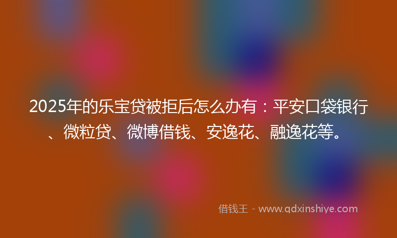 2025年的乐宝贷被拒后怎么办有：平安口袋银行、微粒贷、微博借钱、安逸花、融逸花等。