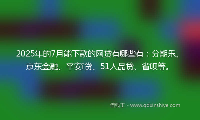 2025年的7月能下款的网贷有哪些有：分期乐、京东金融、平安i贷、51人品贷、省呗等。