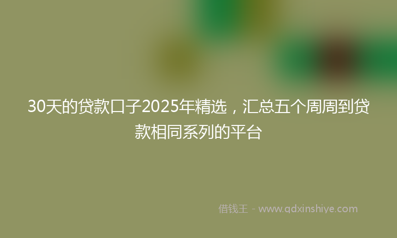 30天的贷款口子2025年精选，汇总五个周周到贷款相同系列的平台