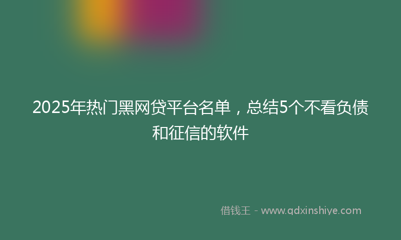 2025年热门黑网贷平台名单，总结5个不看负债和征信的软件