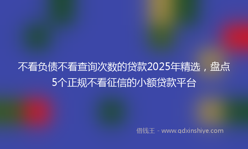 不看负债不看查询次数的贷款2025年精选，盘点5个正规不看征信的小额贷款平台