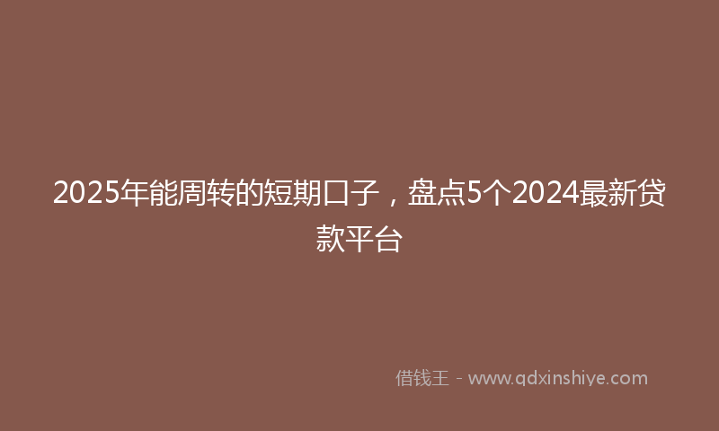 2025年能周转的短期口子，盘点5个2024最新贷款平台