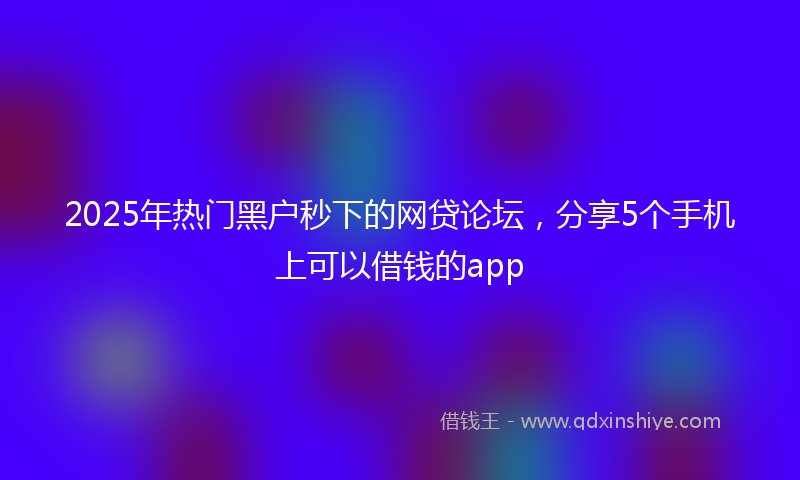 2025年热门黑户秒下的网贷论坛，分享5个手机上可以借钱的app