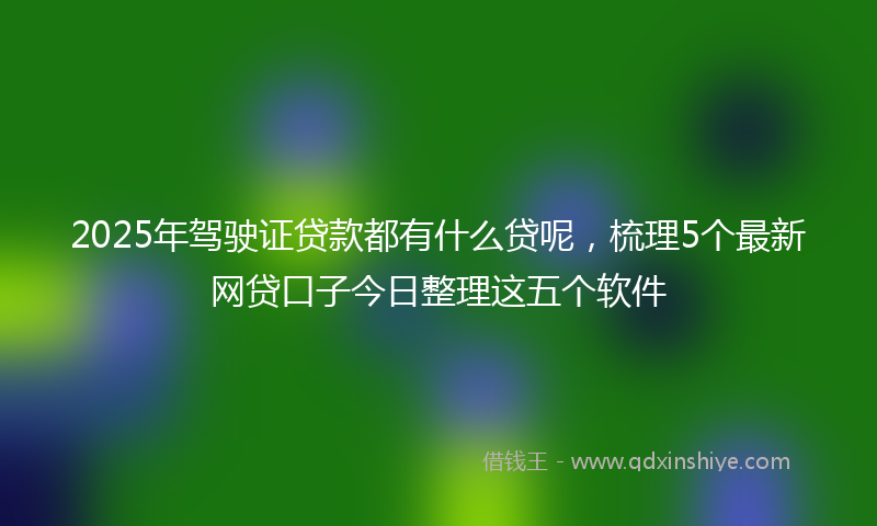2025年驾驶证贷款都有什么贷呢，梳理5个最新网贷口子今日整理这五个软件