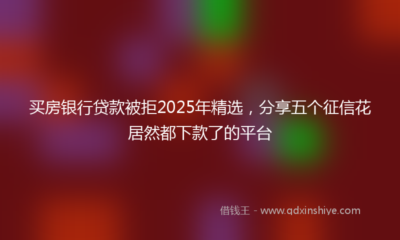 买房银行贷款被拒2025年精选，分享五个征信花居然都下款了的平台