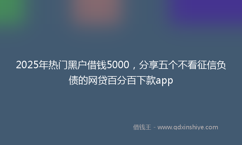 2025年热门黑户借钱5000，分享五个不看征信负债的网贷百分百下款app