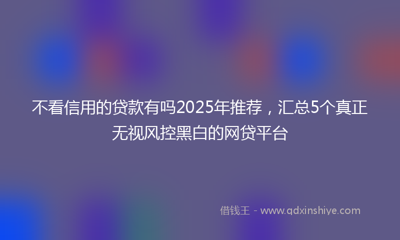 不看信用的贷款有吗2025年推荐，汇总5个真正无视风控黑白的网贷平台