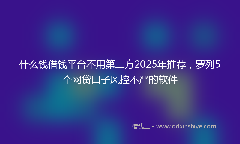 什么钱借钱平台不用第三方2025年推荐，罗列5个网贷口子风控不严的软件