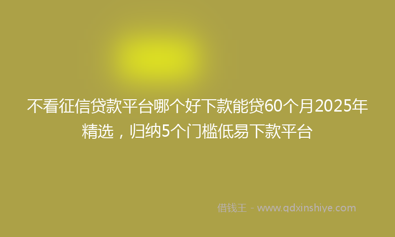 不看征信贷款平台哪个好下款能贷60个月2025年精选，归纳5个门槛低易下款平台