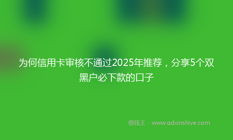 为何信用卡审核不通过2025年推荐，分享5个双黑户必下款的口子