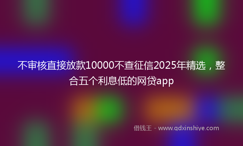 不审核直接放款10000不查征信2025年精选，整合五个利息低的网贷app