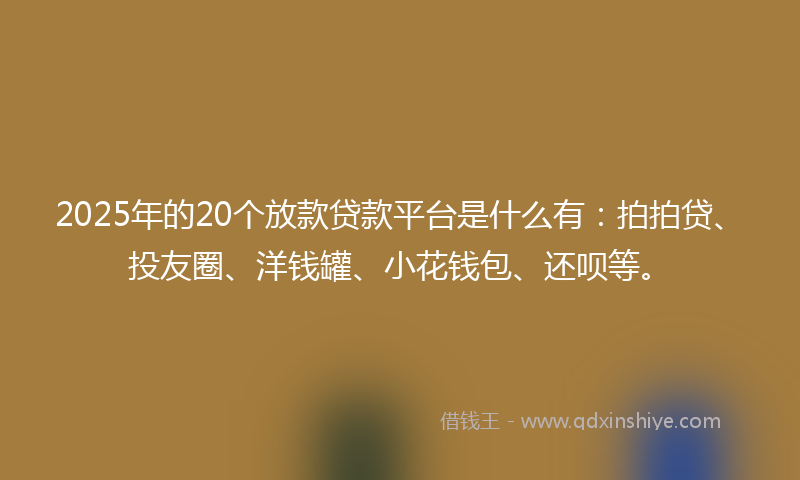 2025年的20个放款贷款平台是什么有：拍拍贷、投友圈、洋钱罐、小花钱包、还呗等。