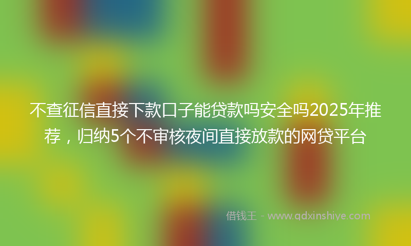不查征信直接下款口子能贷款吗安全吗2025年推荐，归纳5个不审核夜间直接放款的网贷平台
