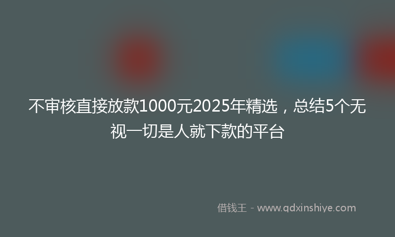 不审核直接放款1000元2025年精选，总结5个无视一切是人就下款的平台