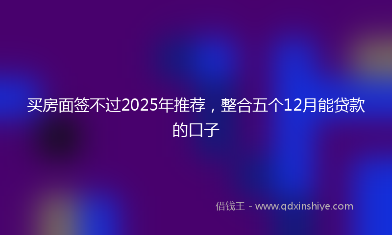买房面签不过2025年推荐，整合五个12月能贷款的口子